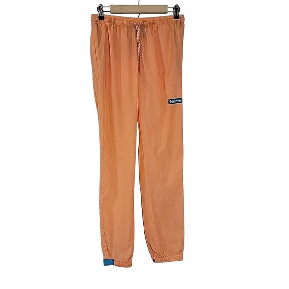 Y2K Columbia Santa Ana Wind Pants Small Orange Blue Nylon Track Retro 2000s VTG - Picture 1 of 7